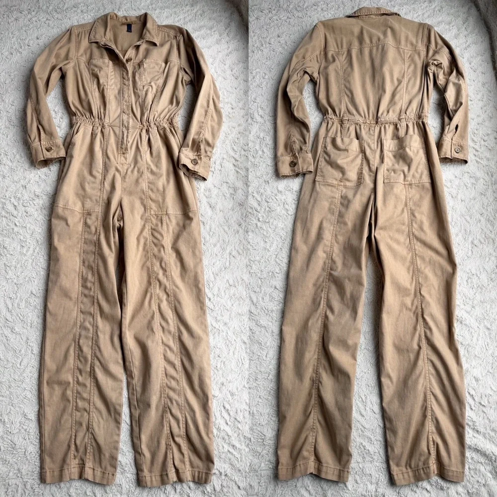 Universal Thread Tan Khaki Boiler Suit Jumpsuit Coveralls Button Front 6 - Picture 11 of 13